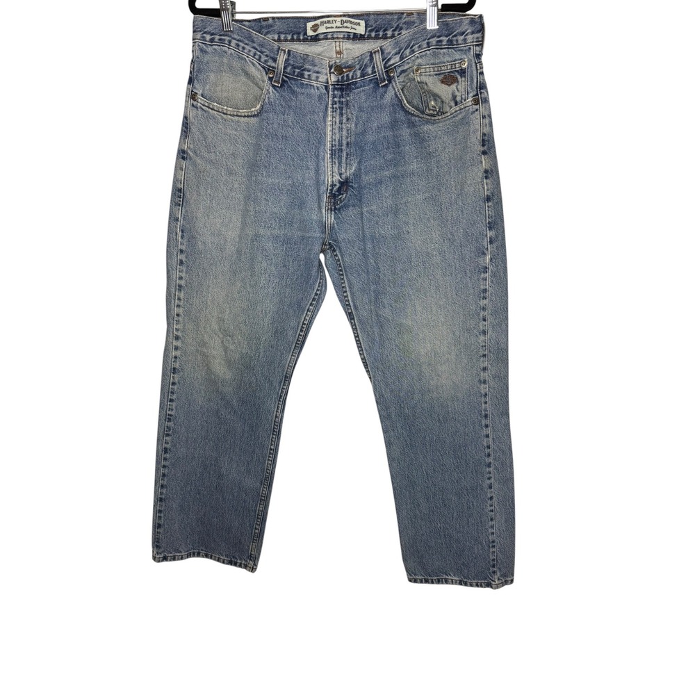 Harley-Davidson Mens Light Wash Straight Leg Denim Jeans 38x30 99026N-07VM
